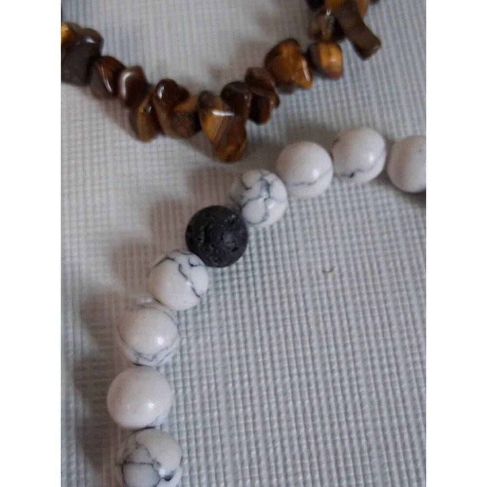 Tigers Eye Stretch Braided Sliding Knot Bundle of 4 Assorted Unisex Bracelets
